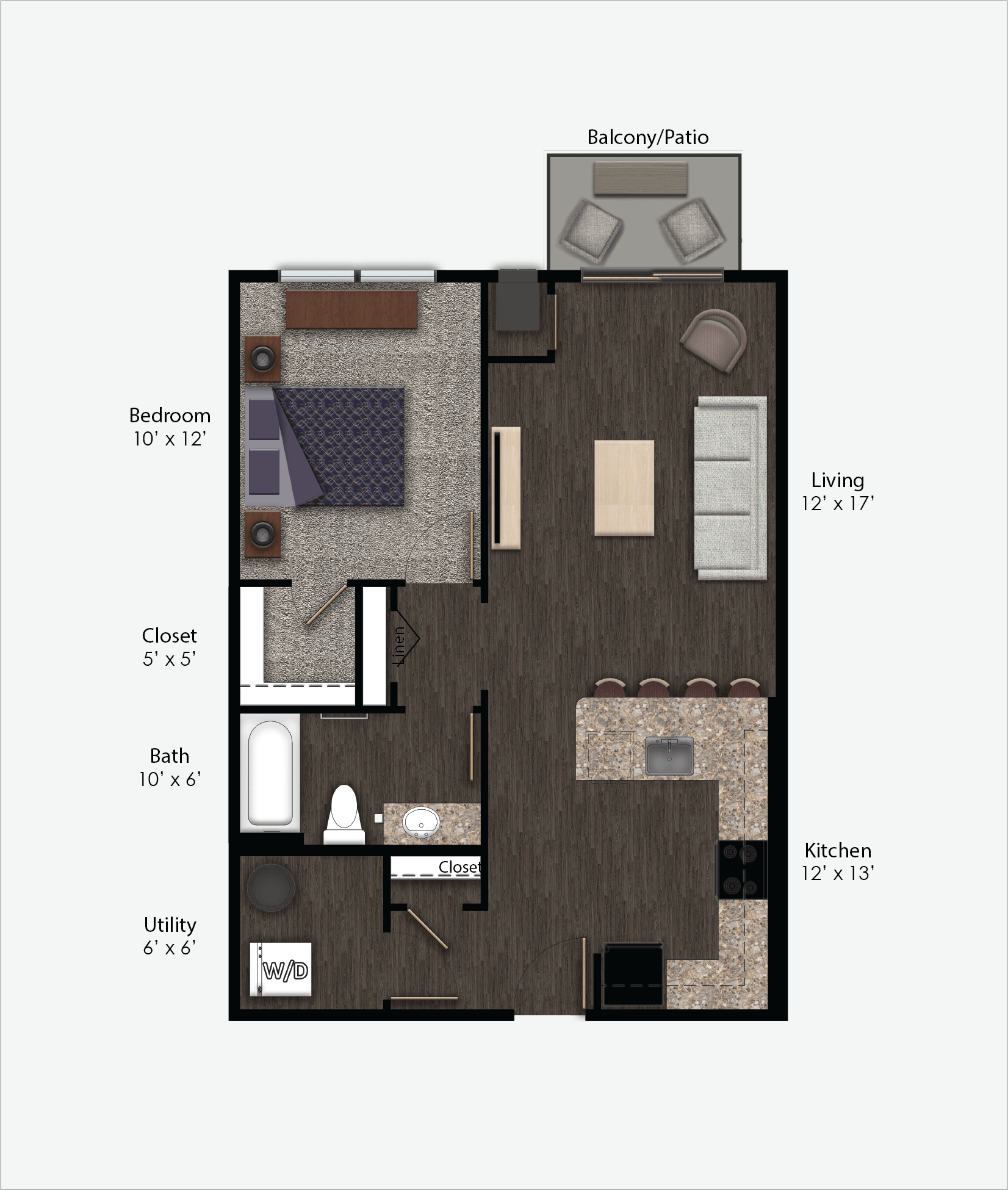 the attic floor plan of a 1 bedroom apartment